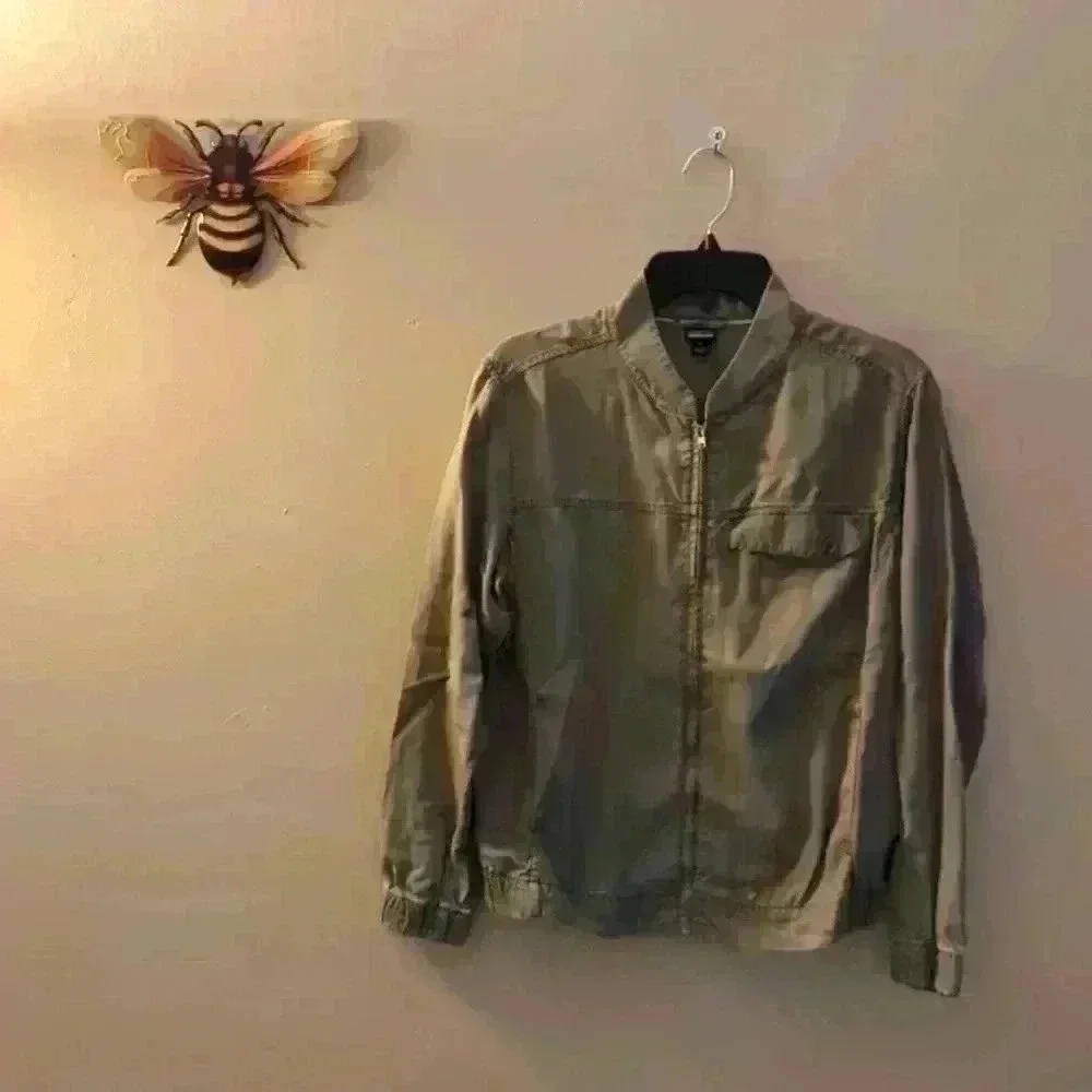 Patagonia ReCircle Bomber Jacket Olive Green Full Zip Front Flap Pocket, medium - Picture 1 of 9